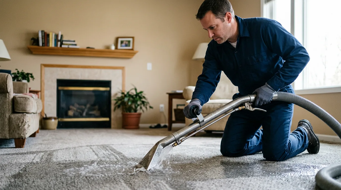 Water damage restoration technician working near Romney, WV
